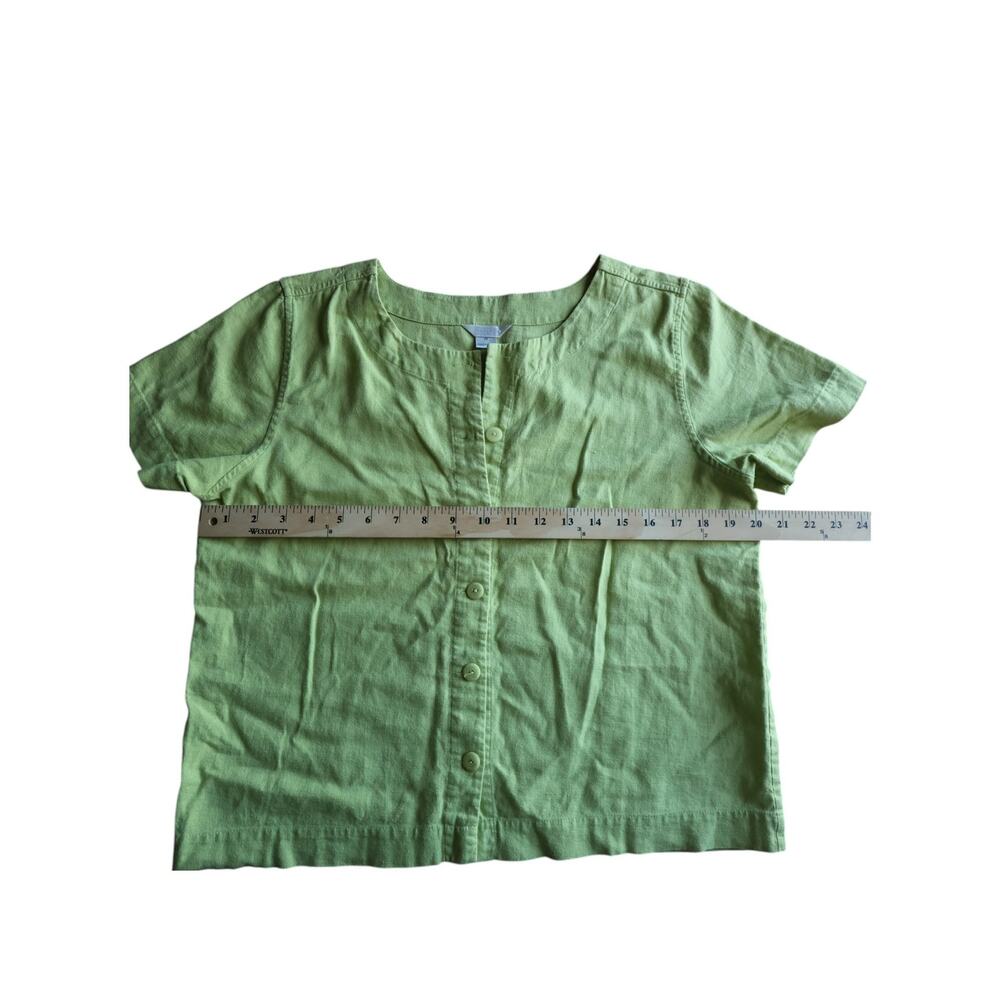 Christopher & Banks Linen Blend Top Sz M Lime Green Minimalist Blouse - Picture 8 of 10